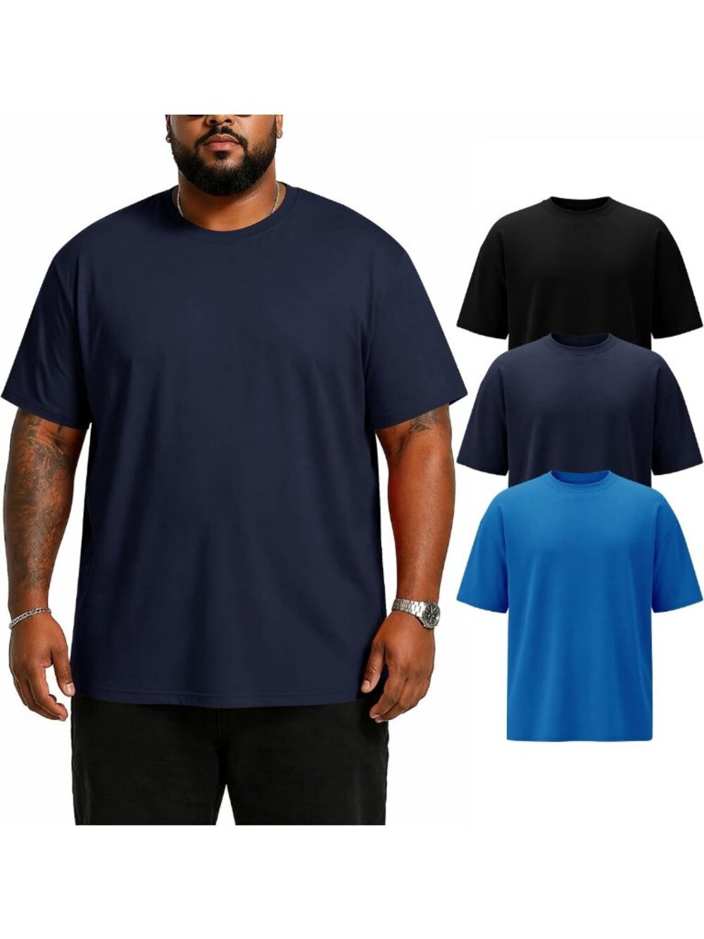 Big & Tall Men's Short Sleeve Crewneck T-Shirts - 1-3 Pack Casual Tees